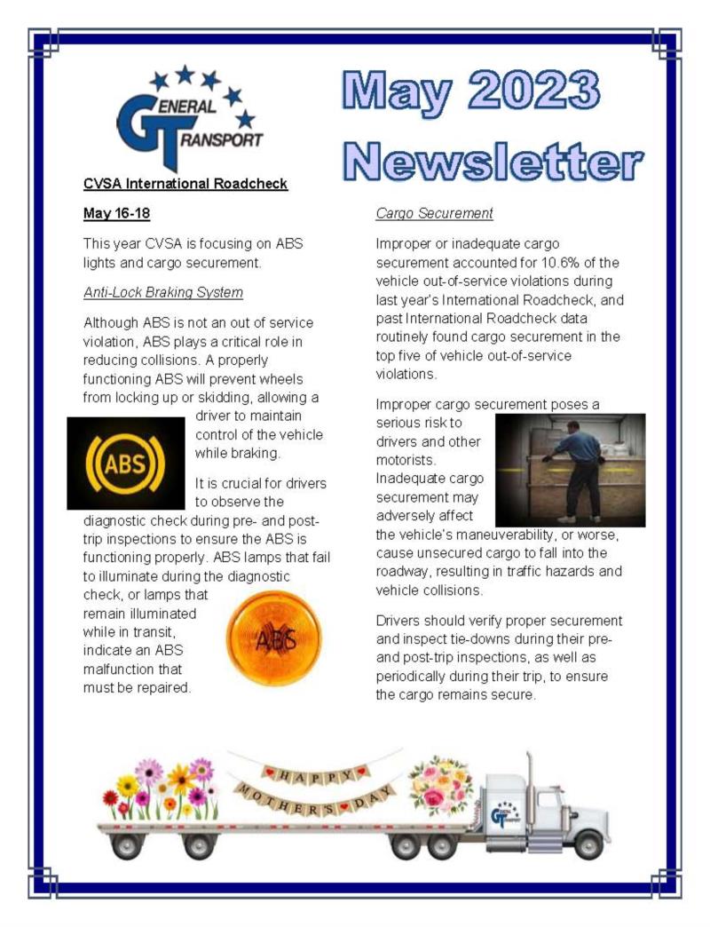 General Transport May 2023 Newsletter